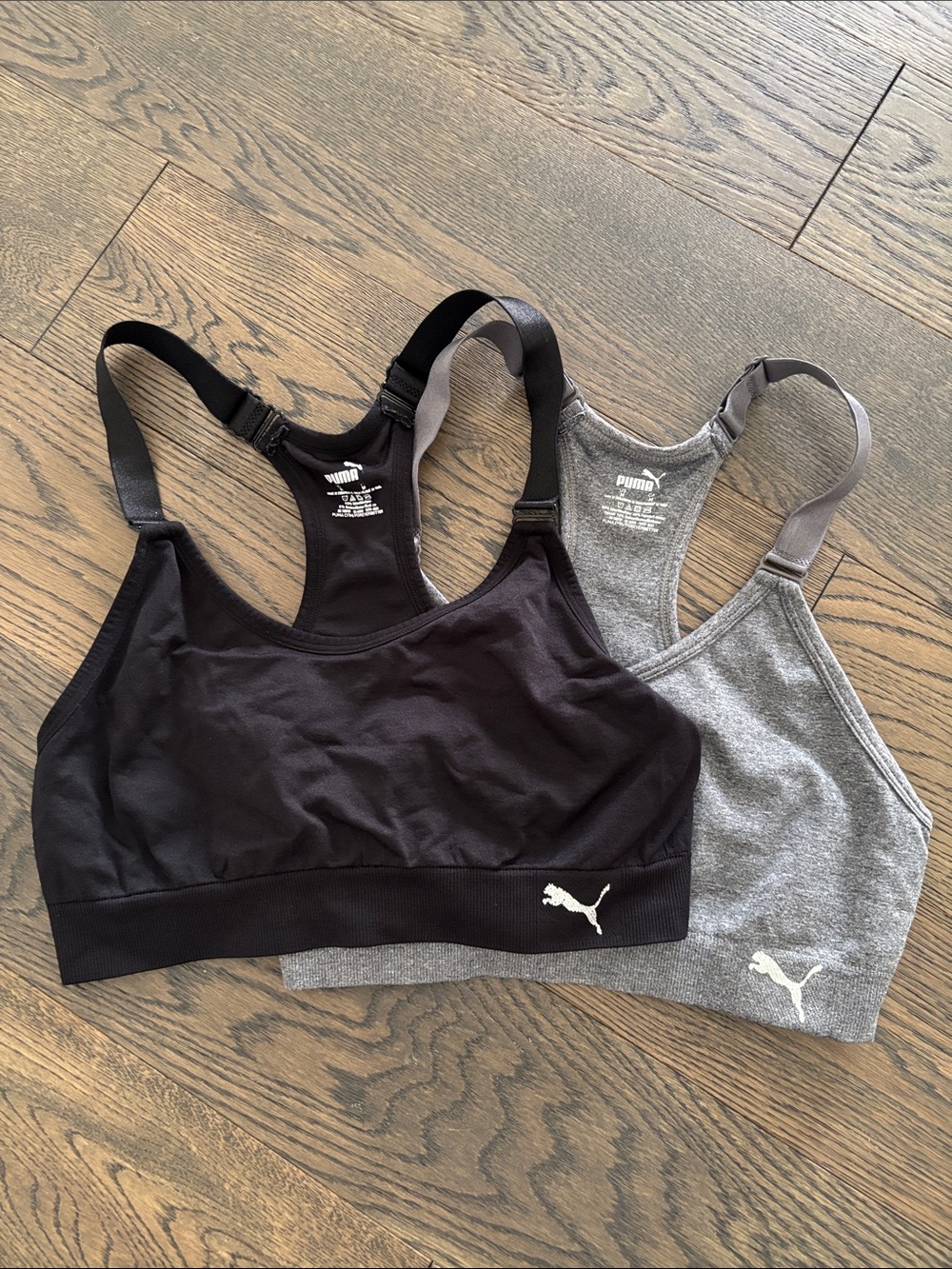 Puma Women's 2-Pack Racerback Sports Bras - Black & Gray